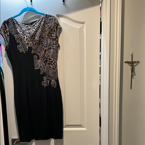 Cache Black and Silver Asymmetrical Sheath Mini Dress - Picture 3 of 3